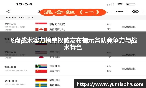 飞盘战术实力榜单权威发布揭示各队竞争力与战术特色